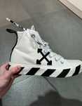 Off-white vulcanized mid top white black