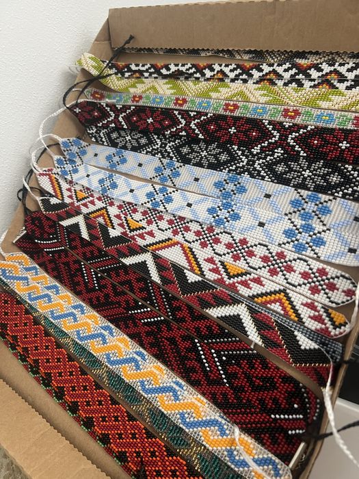 Чокери з бісеру ручна робота, стрічковий гердан з бісеру