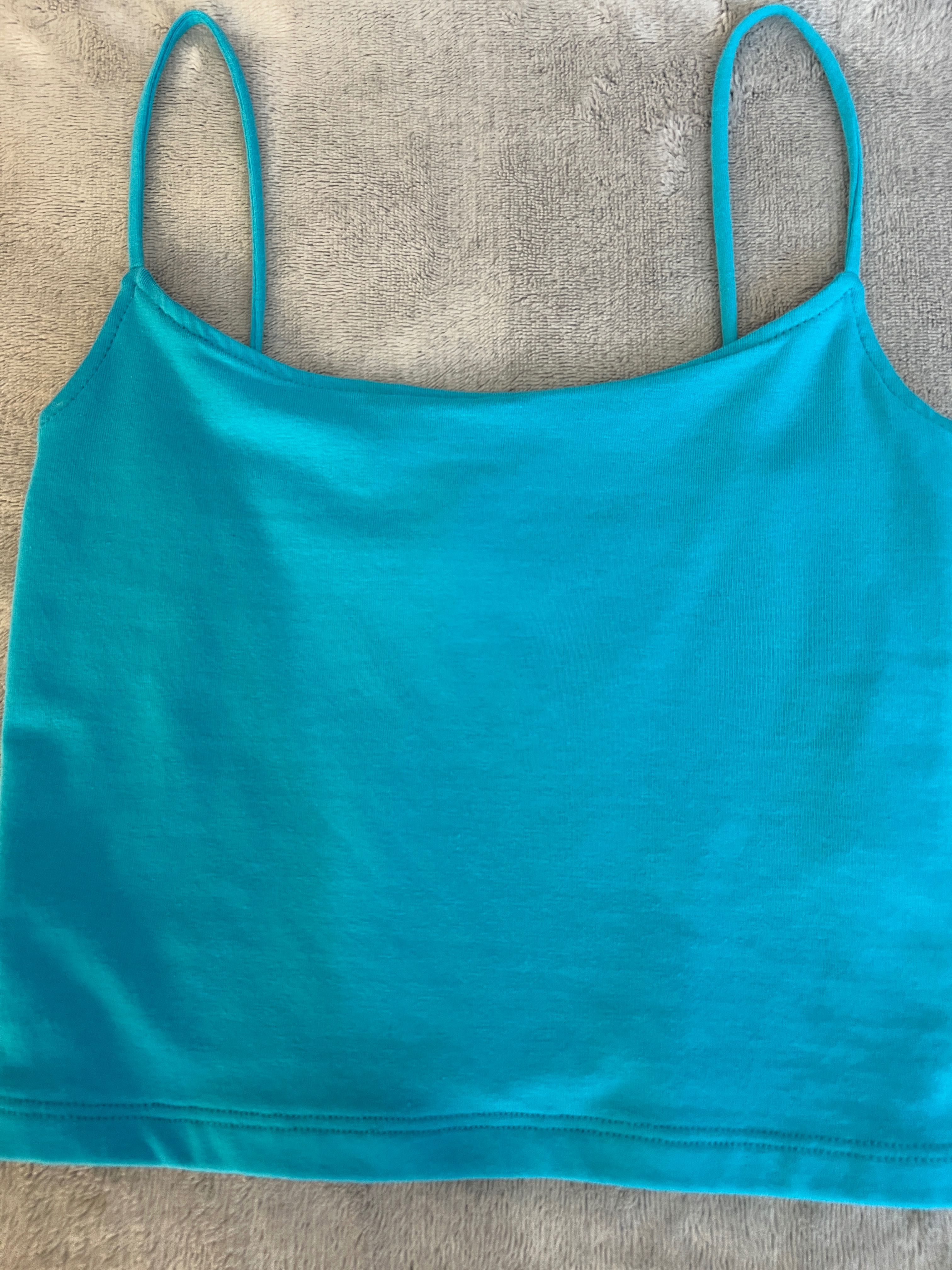 Top na ramiączkach / crop top/krótka koszulka na ramiączkach niebieska