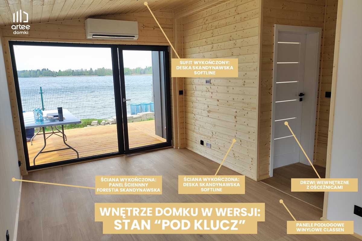 Domek modułowy, całoroczny, drewniany, domek na zgłoszenie 35 m2