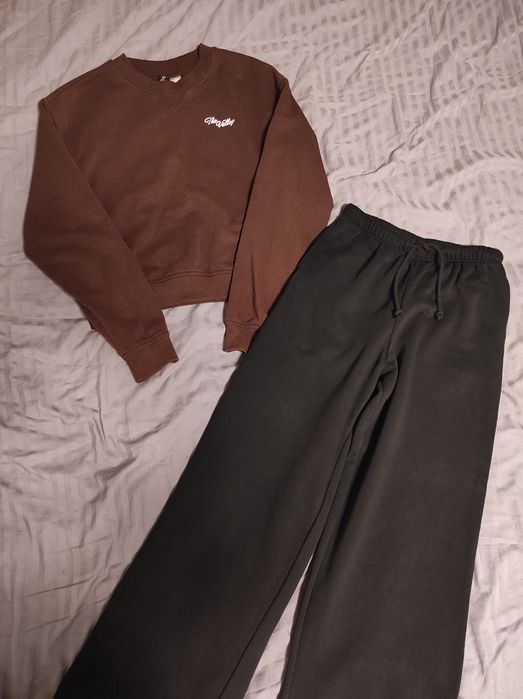 Спортивні штани wide leg h&m, zara, світшот h&m