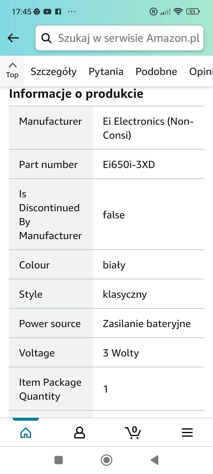 czujnik czadu i dymu Ei650i