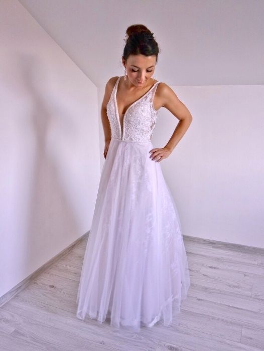 Suknia ślubna Erica, kolor ivory/champ/pink, rozmiar 36