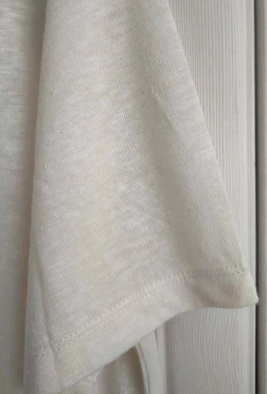 M 38 L 40 oversize kremowy lniany t-shirt basic lato szafa kapsułowa