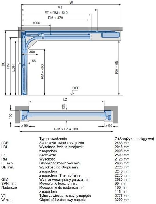 Brama segmentowa Hormann, kolor antracyt RAL 7016, wym. 2500 x 2125 mm