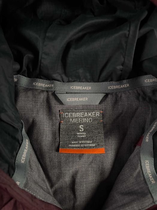 Kurtka Icebreaker S Bordowa Damska Ocieplana Kaptur Rozpinana Merino