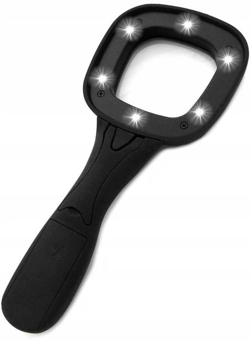 DUŻE SZKŁO POWIĘKSZAJĄCE ⇒ Lupa Podświetlenie Led UV Czytanie Baterie