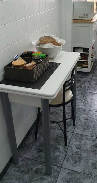 Mesa desdobrável branca com gaveta de cozinha jantar 80 x 40 a 80 x 78