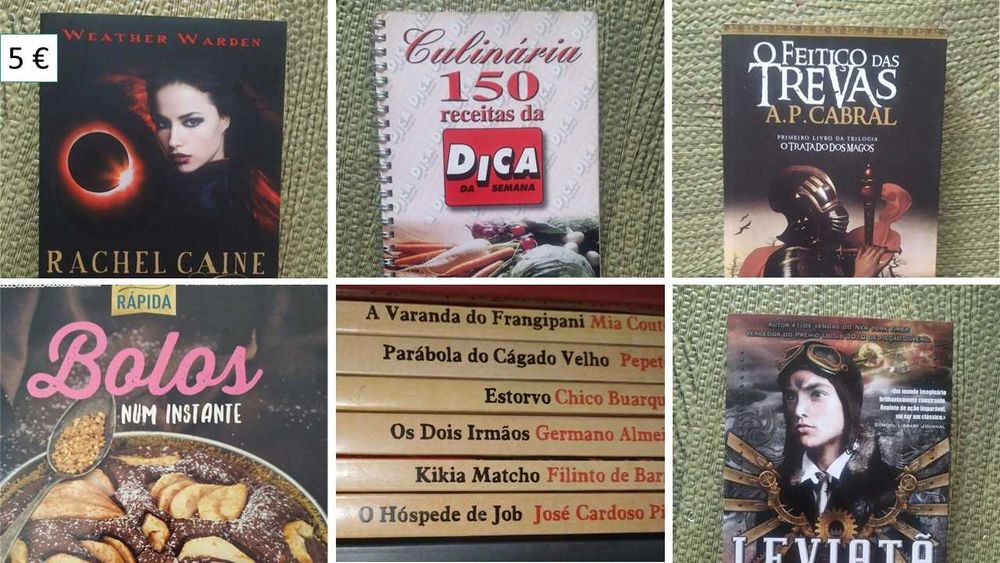 Livros de receitas, saúde, clássicos, policiais