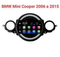 Radio 2 DIN 9" Mini Cooper (2006 a 2015) + Android (4+32 GB) Novos