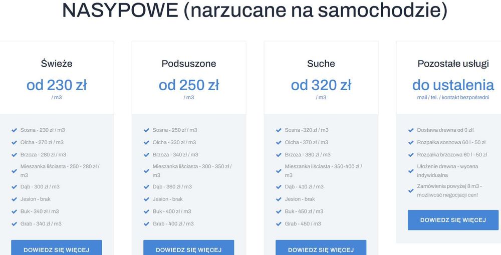 drewno opałowe świeże /suche/ dostawa
