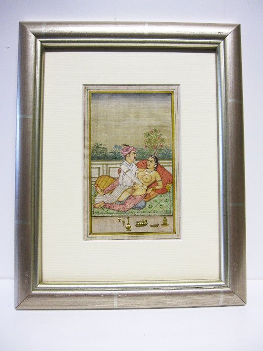 linda antiga pintura romântica e erótica Persa com moldura moderna