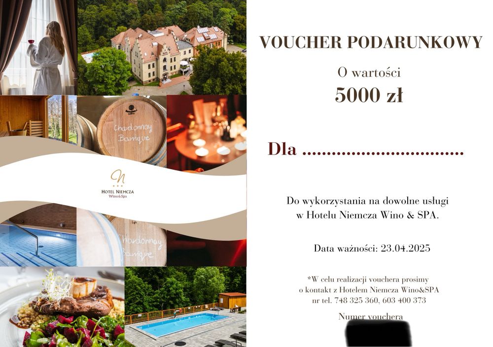 Hotel Niemcza Wino Spa coucher 5000 zl za 4000 zl