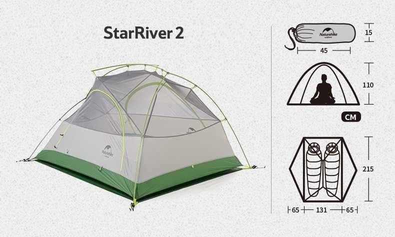 Намет палатка Naturehike Mongar 2 UL, Star River 2 нейлон / поліестер