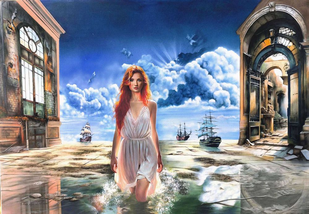 APOTEOZA UPADKU - obraz na płótnie 100 x 70 / piękny realizm magiczny