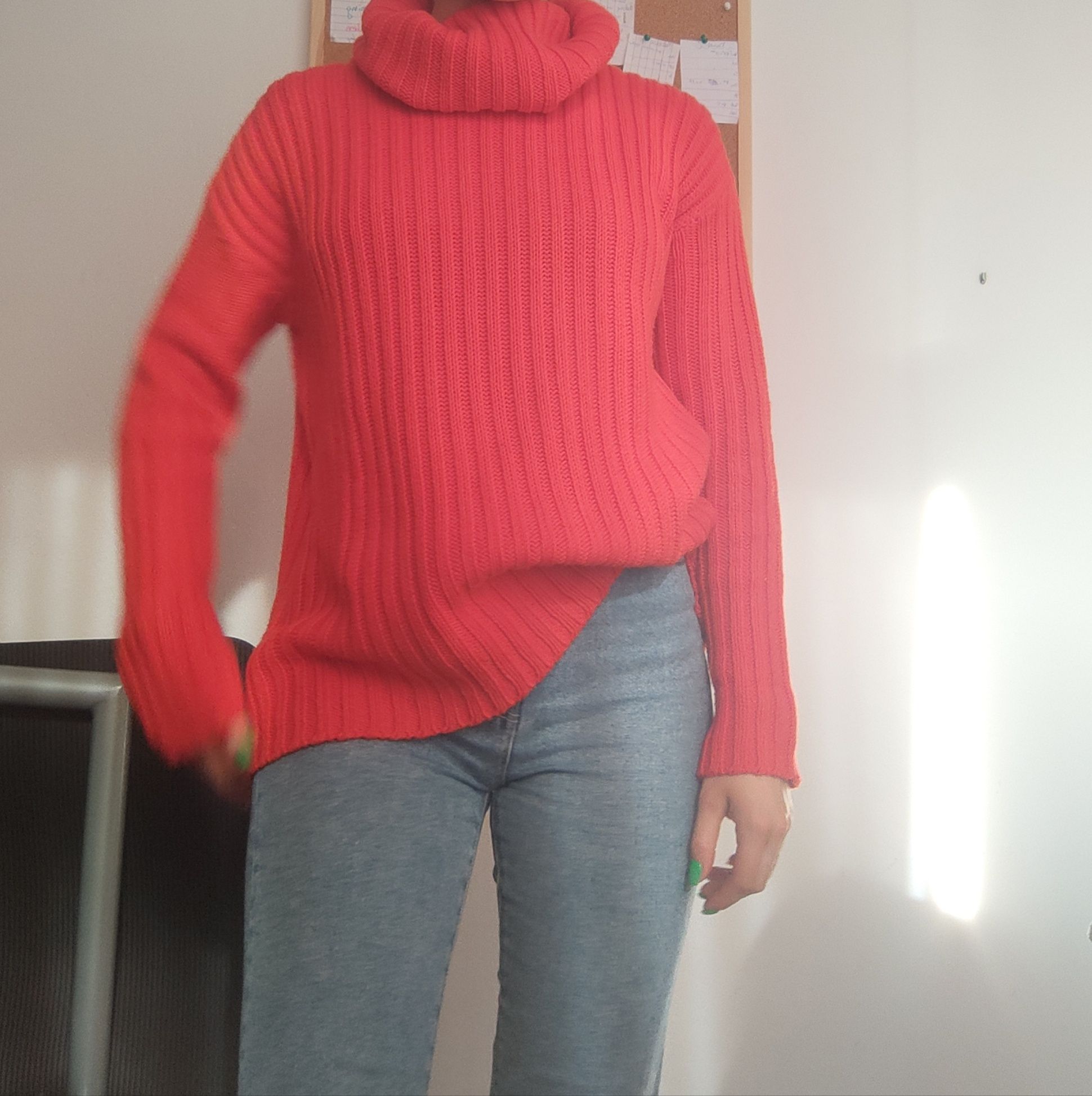 Sweter czerwony S H&M oversize