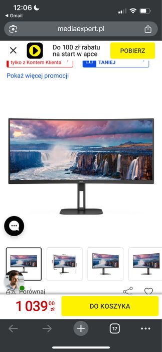 Monitor AOC ultra wide 34”