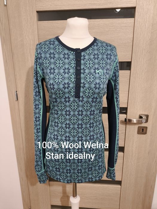 Kari Traa L, Śliczna koszulka bluzka wełniana termiczna, Wool Wełna