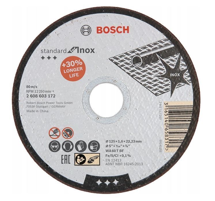 Tarcza tnąca prosta Inox 125x1,6 BOSCH 2 sztuki PROMOCJA