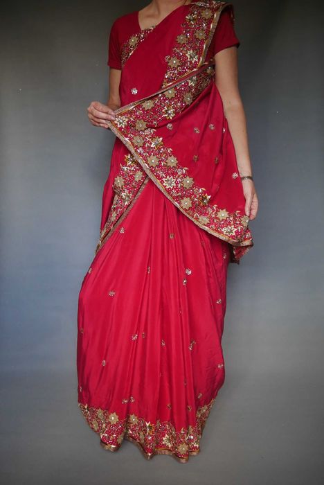 Сари индийское шелк свадебное