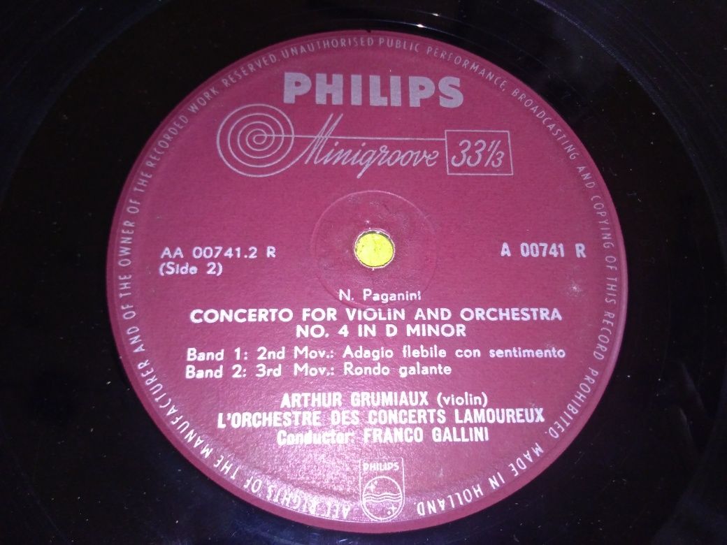 Raro Disco Vinil de Grafonola de 1961 Niccolò Paganini