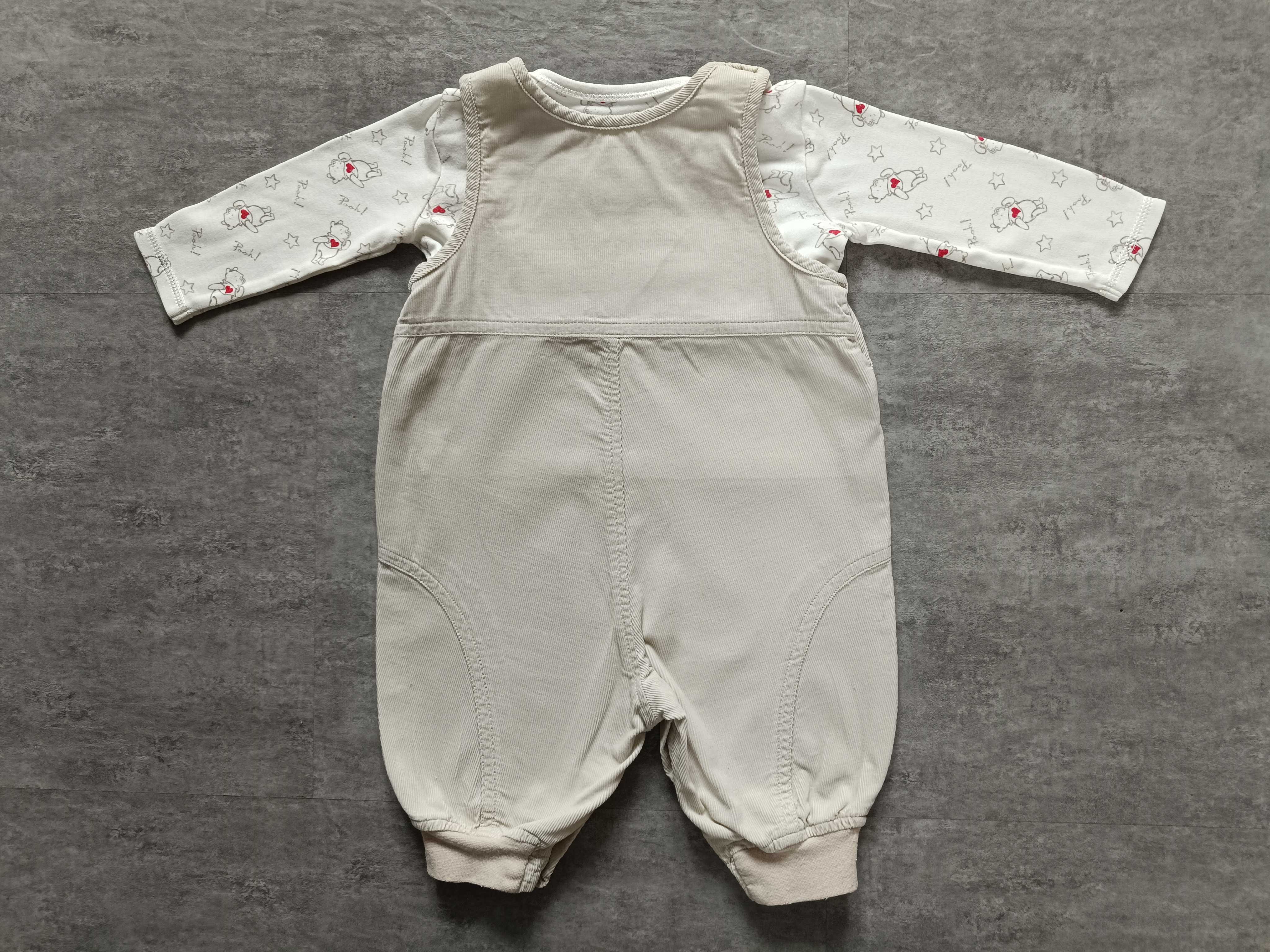 Komplet niemowlęcy ogrodniczki H&M + 2 x bluzka długi rękaw 56/62