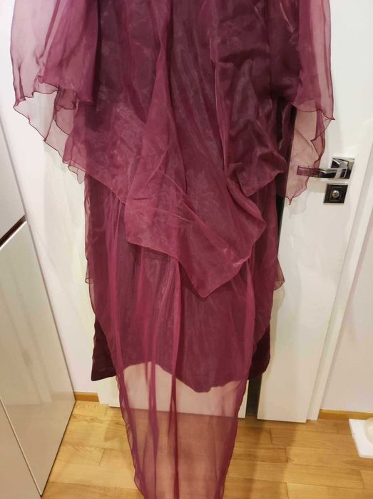 Fioletowa tiulowa sukienka długa karnawał Halloween S/M