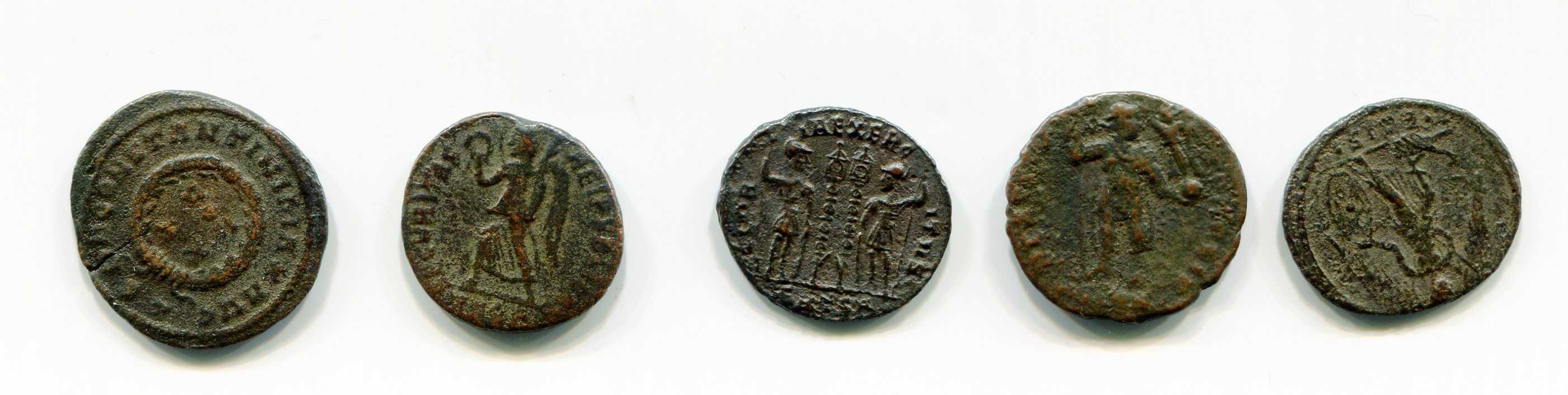 Lote 5 x Moedas Romanas Originais 300 - 400 DC RARO