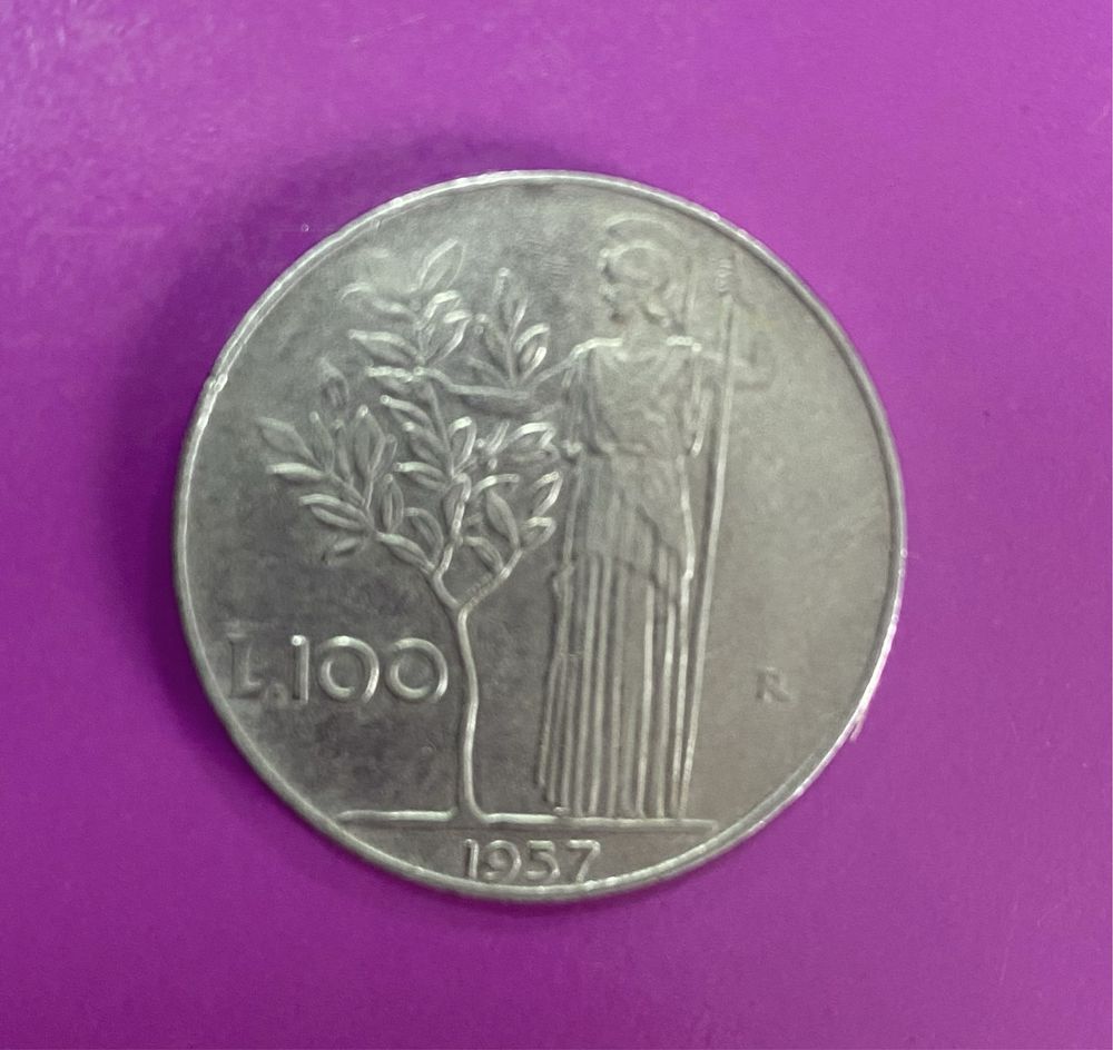 Монета Італії 1957р. L.100 (100 лір)