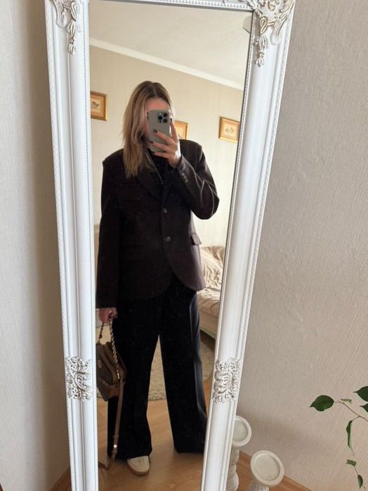 Трендовый пиджак пальто шоколадного цвета