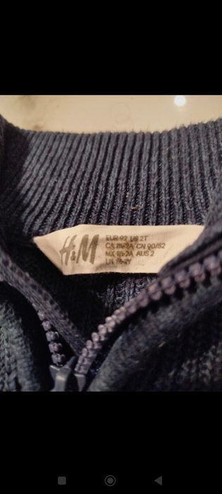 H&M sweter że stójka 92 100% bawełna granatowy