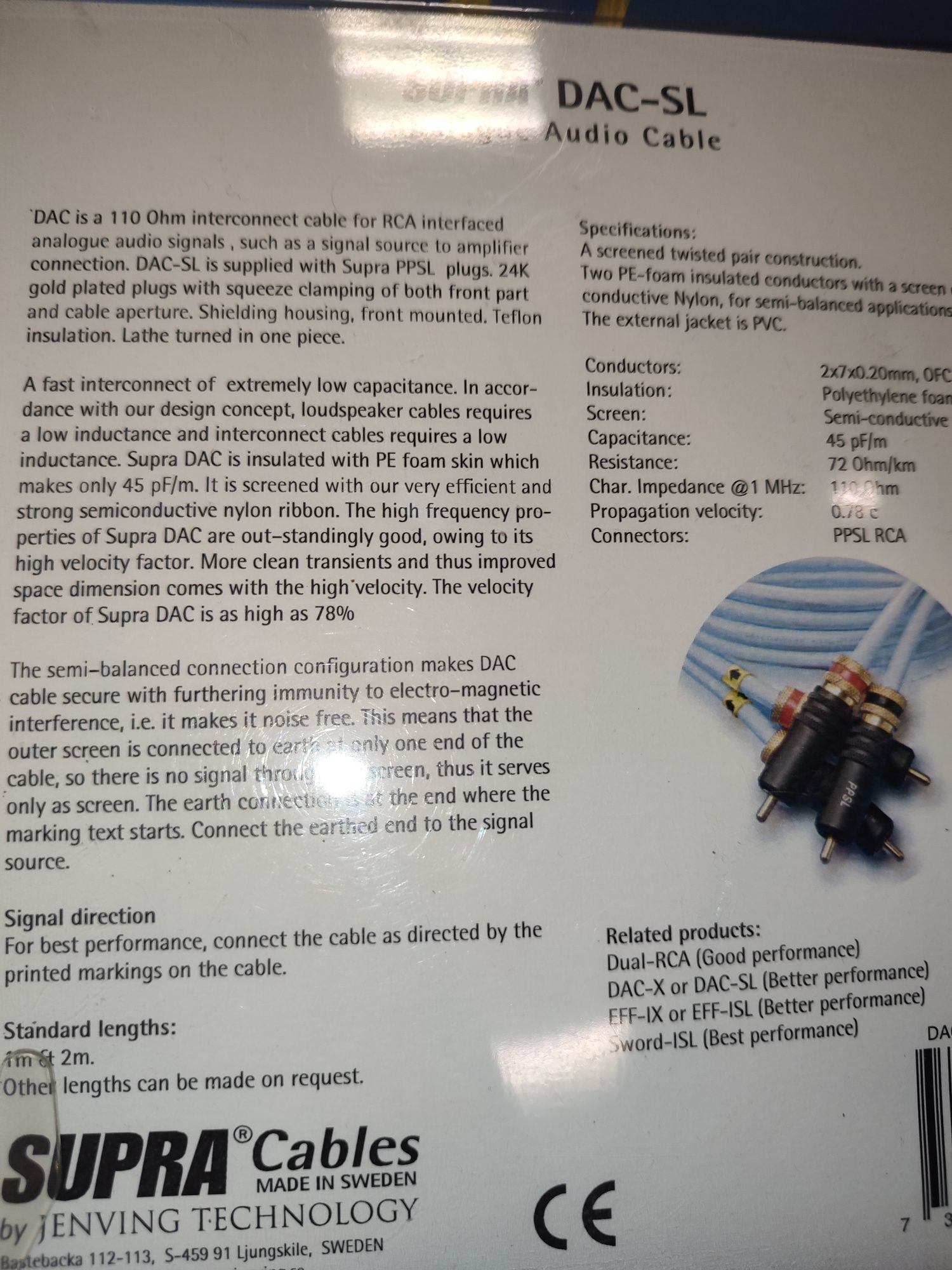 Кабель міжблоковий  Supra DAC-SL AUDIO BLUE PAIR 1M