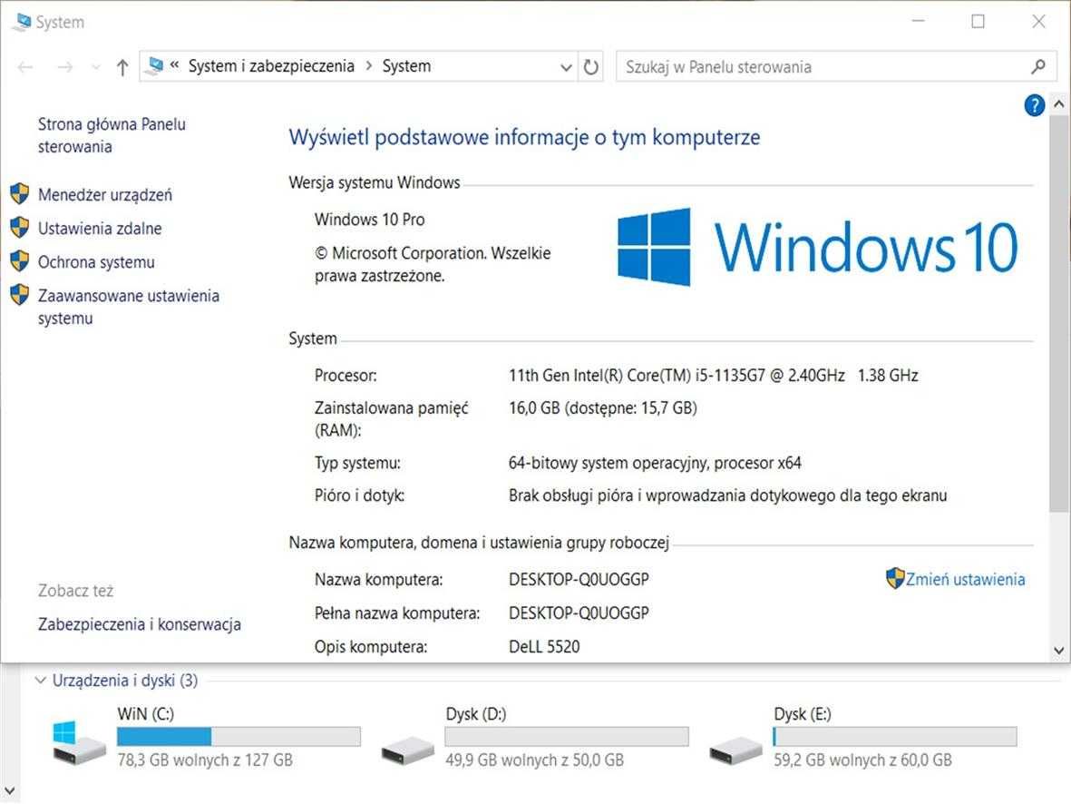 DeLL Latitude 5520 - i5 - 11 generacja