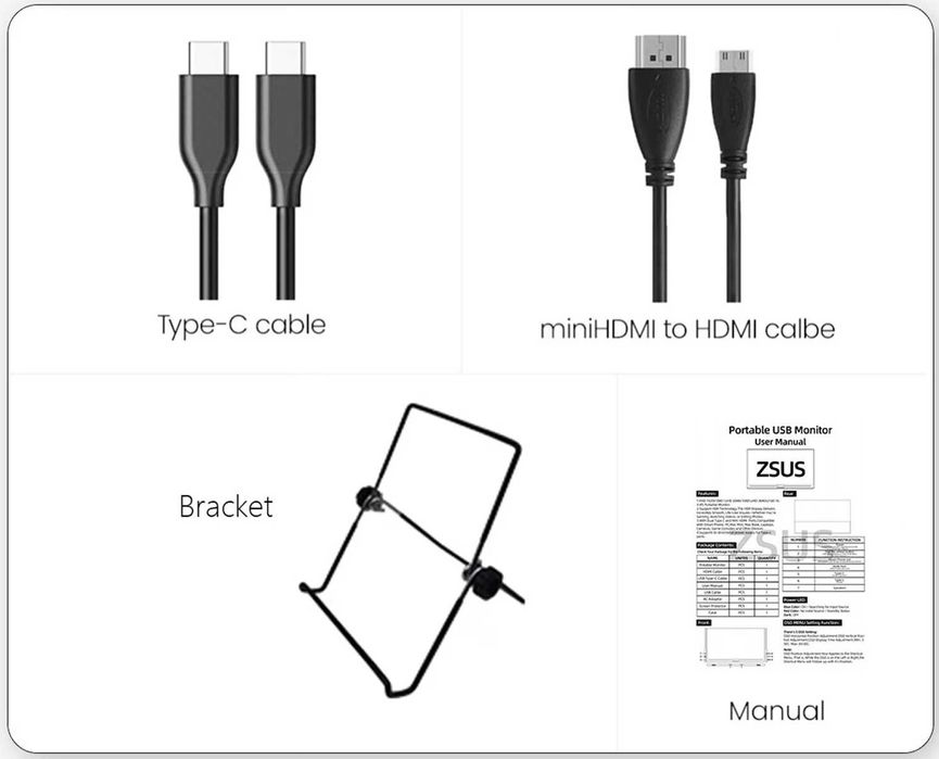 Портативний монітор ZSUS 15,6" (Full-HD, IPS, 60 Hz)