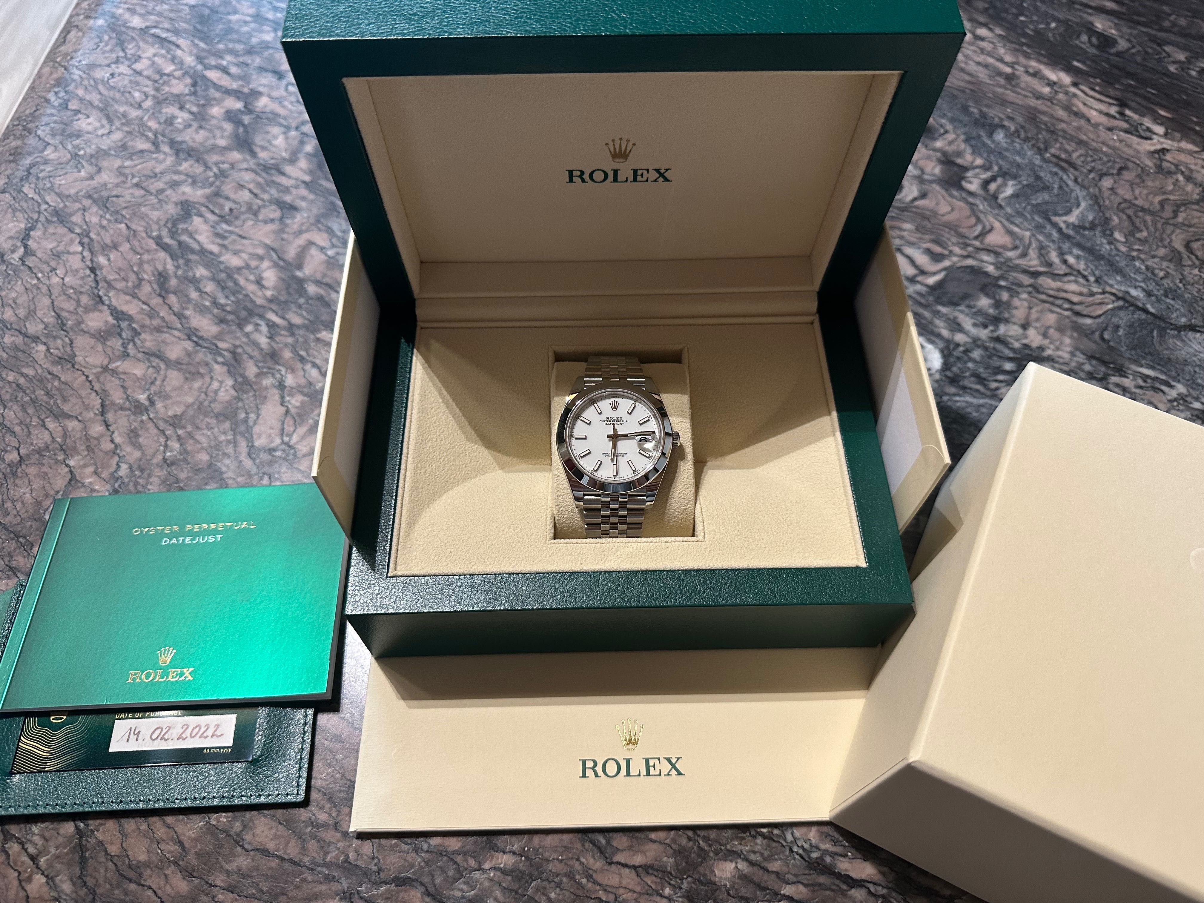 Rolex Datejust 41 Fullset Jubilee Bialy Nienoszony