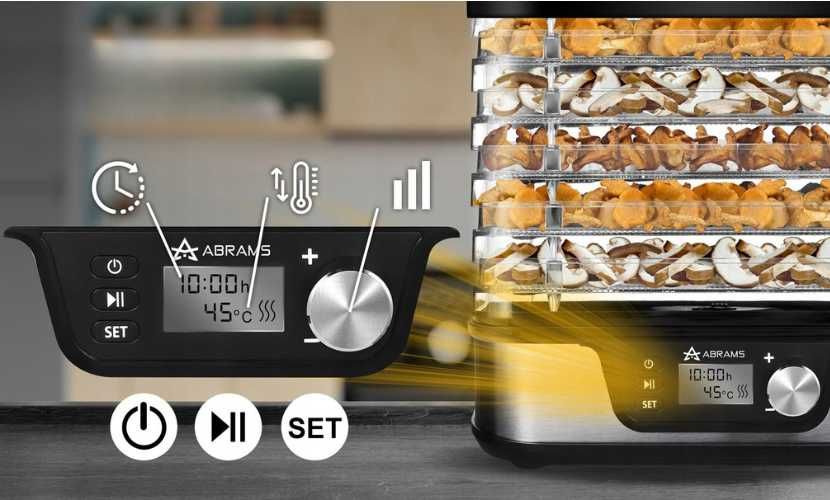 Suszarka 600W do warzyw, owoców i grzybów timer regulacja temperatury