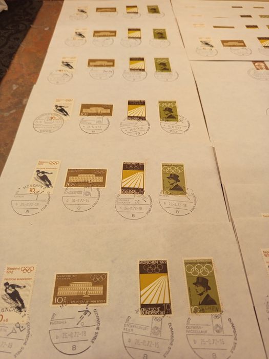 Zestaw kopert, znaczków Olimpiada 1972