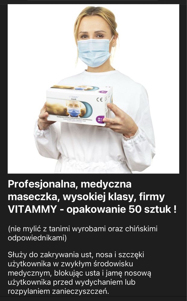 Zestaw maseczek 10x50 szt. / 3 zł za op./ Vitammy Jakość premium
