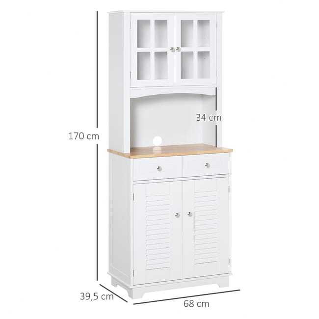 Armário de Cozinha HOMCOM Branco 68x39,5x170cm