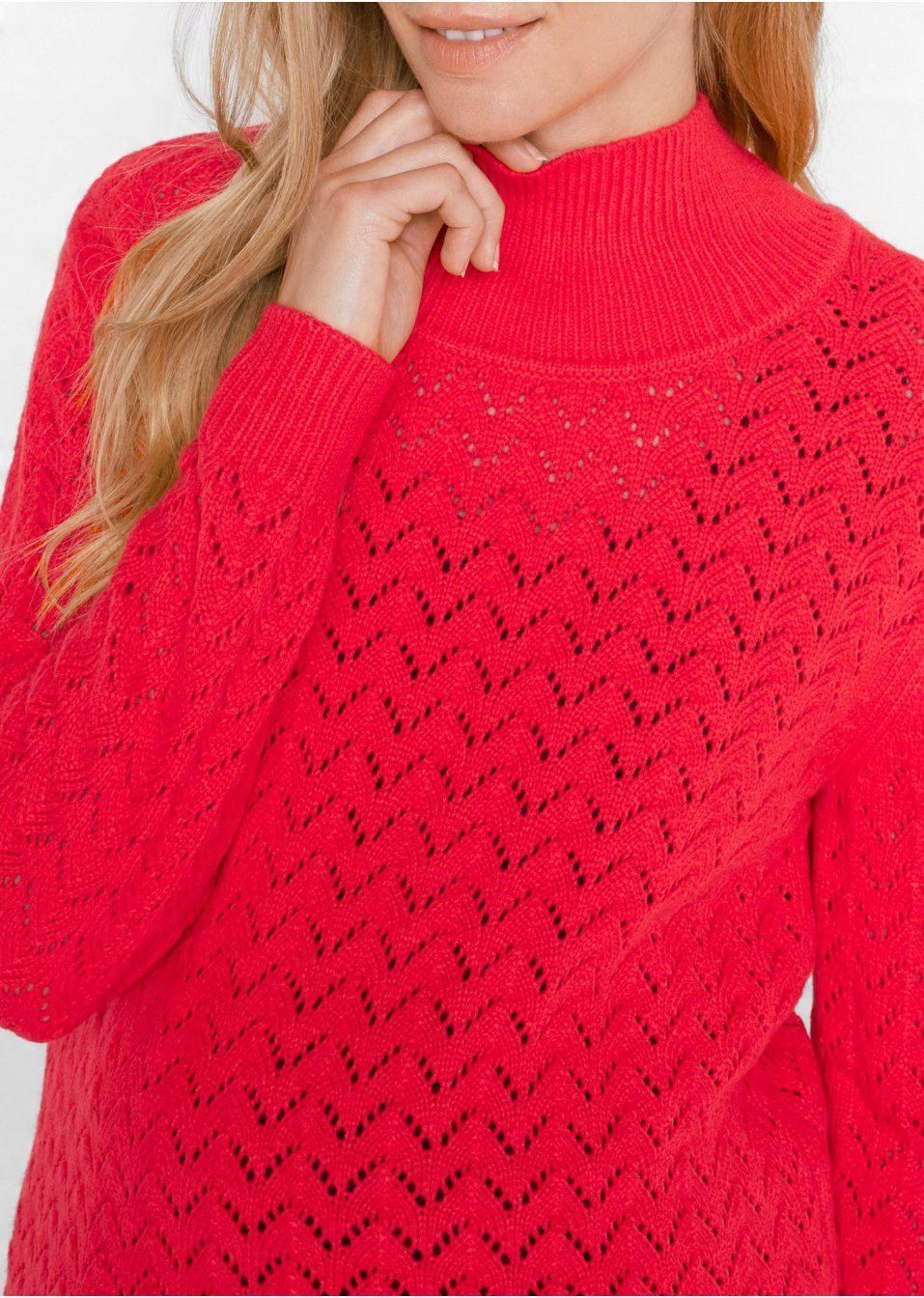 B.P.C sweter ciążowy czerwony ażurowy 36/38.