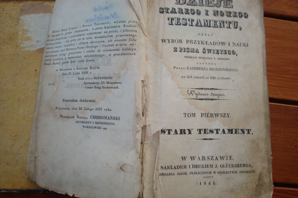 Pismo święte Dzieje Starego i Nowego Testamentu 1841r