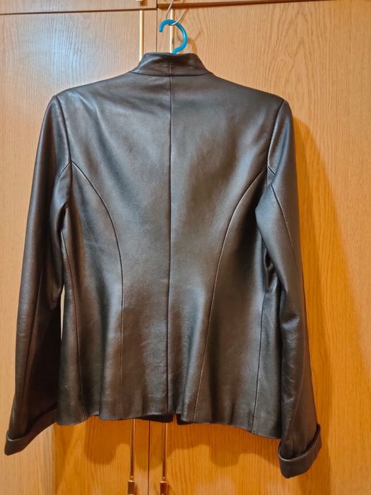 Пиджак кожаный черный