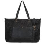 VERA PELLE torebka skórzana shopper pleciona vintage V533 czarna