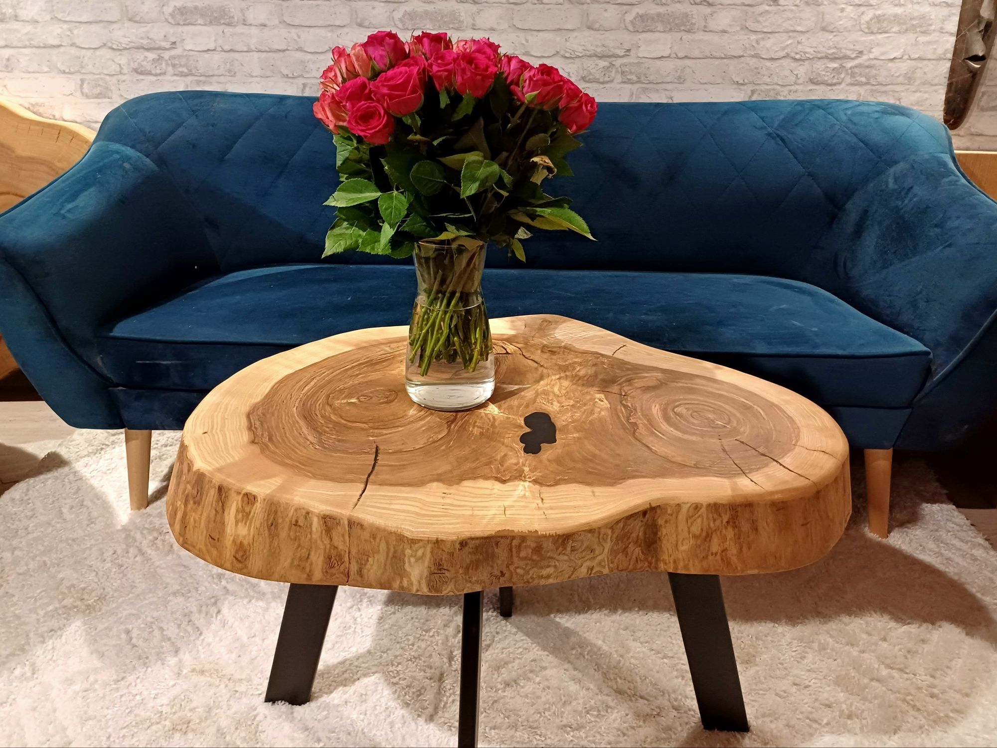 Stolik kawowy 77x52cm loft plaster drewna