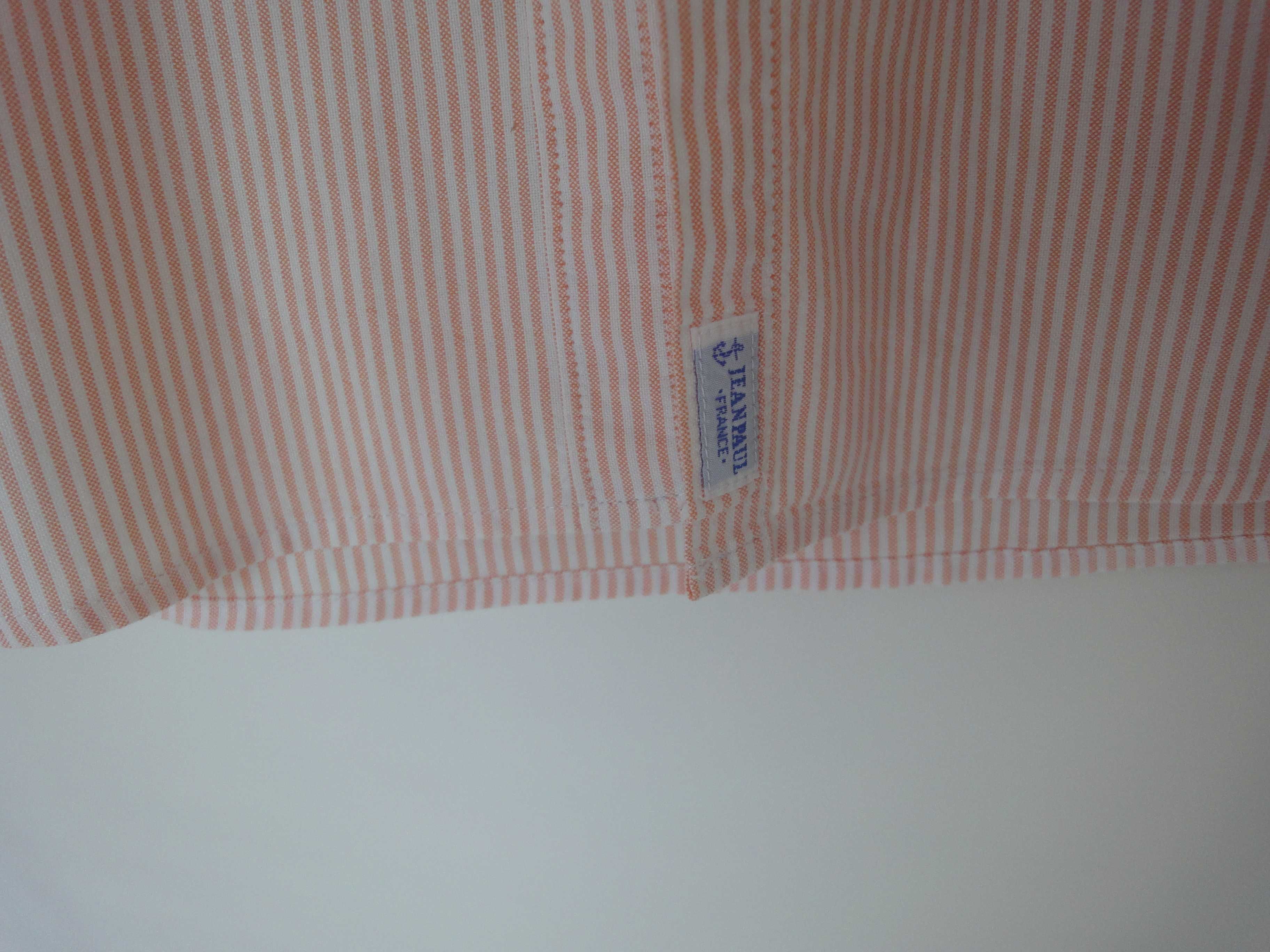 Damska bawełniana koszula biała w pomarańczowe paseczki – Jean Paul XL