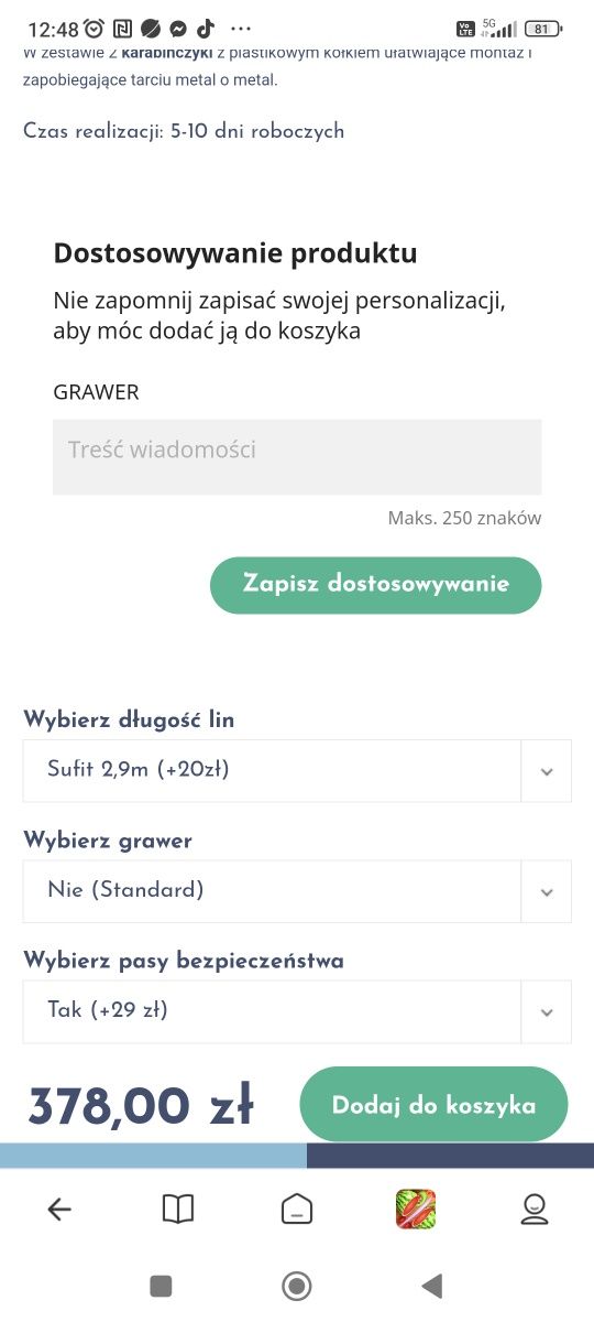 Huśtawka dla dziecka baby steps boho
