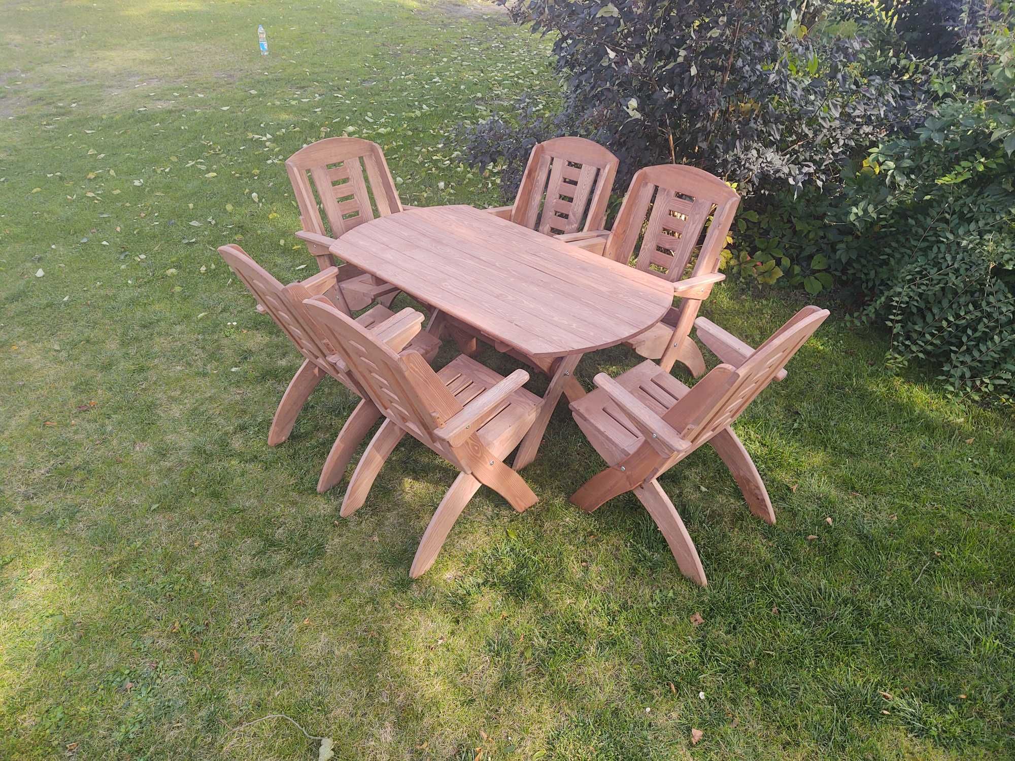 Komplet mebli ogrodowych 6 krzeseł + stół owalny typ X lamel nr 8
