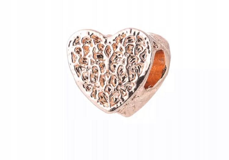 charms do pandora złoty złote ażurowe serce wisiorek rose gold