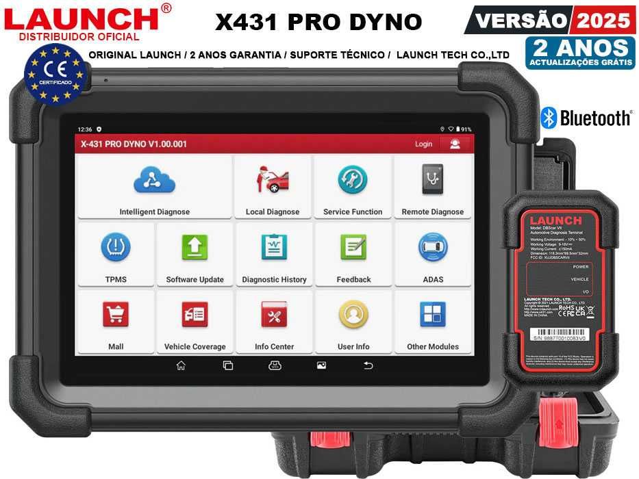 Launch X431 PRO DYNO Maq Diagnostico OBD + 36 Funções (NOVO)