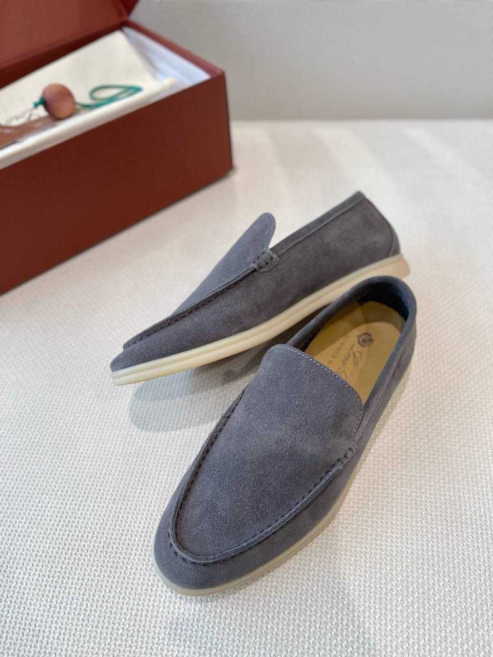 Мужские серые лоферы Loro Piana Summer Walk чоловічі лофери Лоро Піана